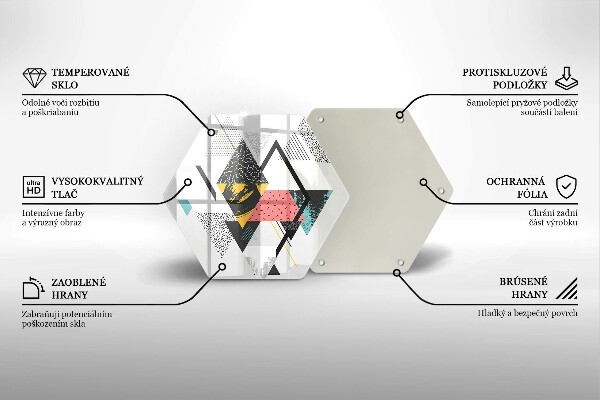 Kuchynská doska veľká zo skla Abstraktné trojuholníky