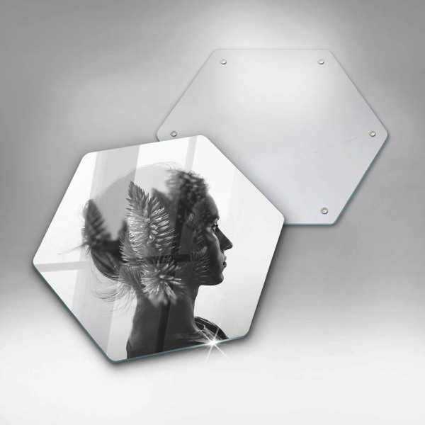 Kuchynská doska veľká zo skla Žena a les