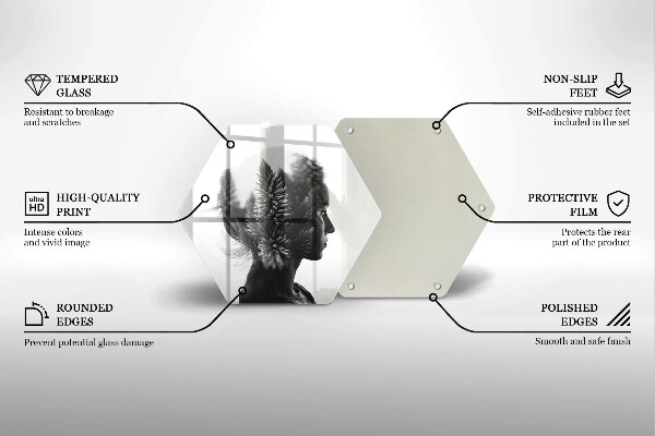 Kuchynská doska veľká zo skla Žena a les