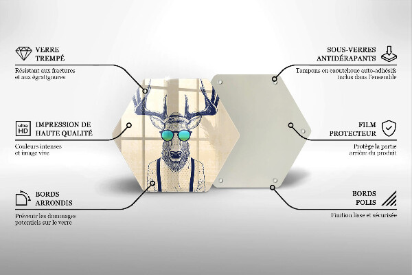 Kuchynská doska veľká zo skla Jeleň muž ilustrácie