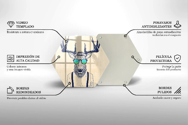 Kuchynská doska veľká zo skla Jeleň muž ilustrácie