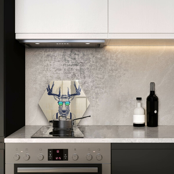 Kuchynská doska veľká zo skla Jeleň muž ilustrácie