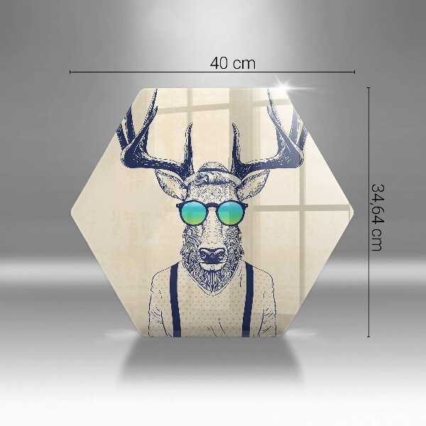 Kuchynská doska veľká zo skla Jeleň muž ilustrácie