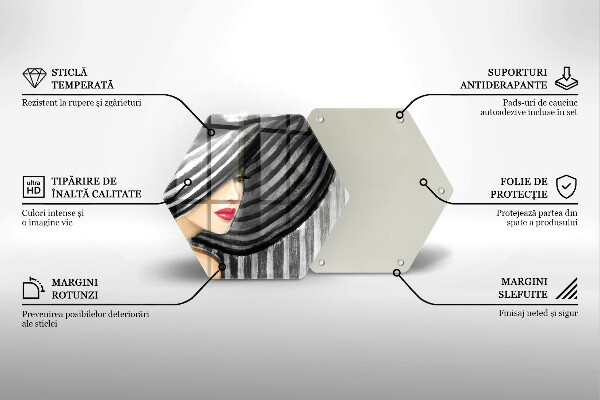 Kuchynská doska zo skla Žena v klobúku