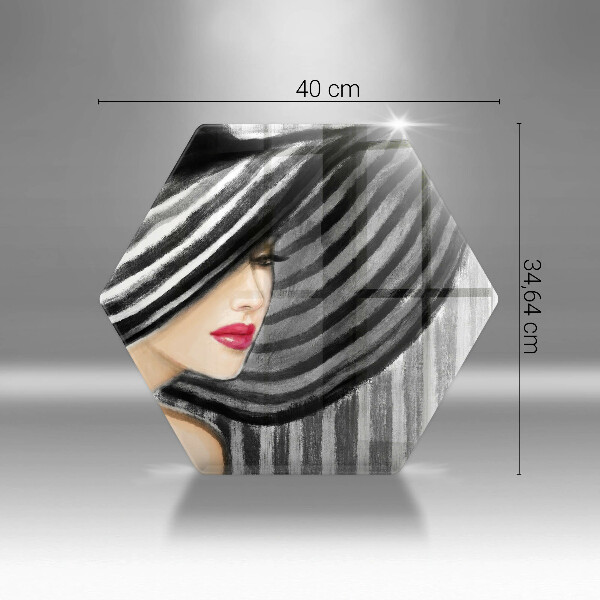 Kuchynská doska zo skla Žena v klobúku