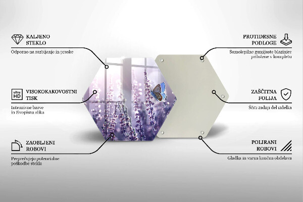 Kuchynská doska veľká zo skla Poľné kvety a motýľ