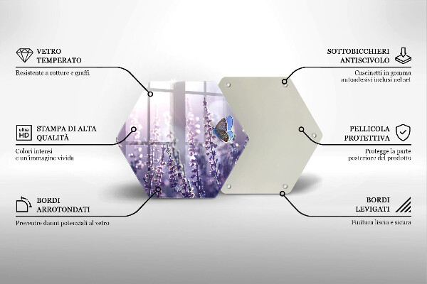 Kuchynská doska veľká zo skla Poľné kvety a motýľ