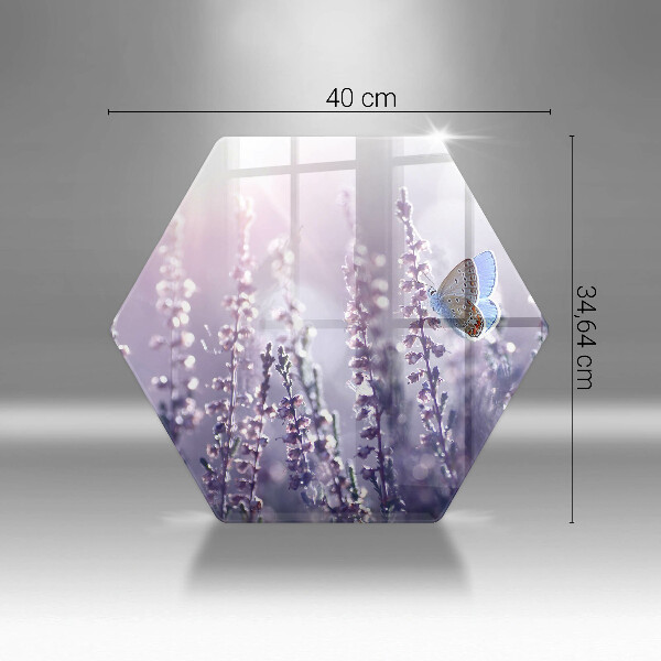 Kuchynská doska veľká zo skla Poľné kvety a motýľ