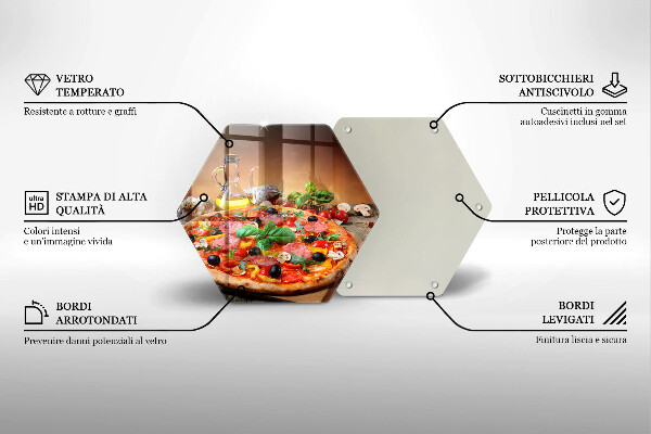 Kuchynská doska veľká zo skla Talianska pizza