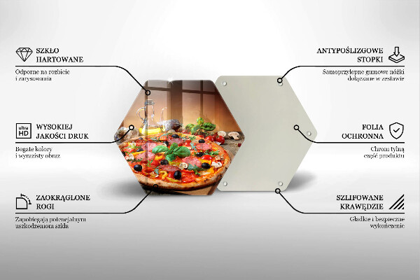 Kuchynská doska veľká zo skla Talianska pizza