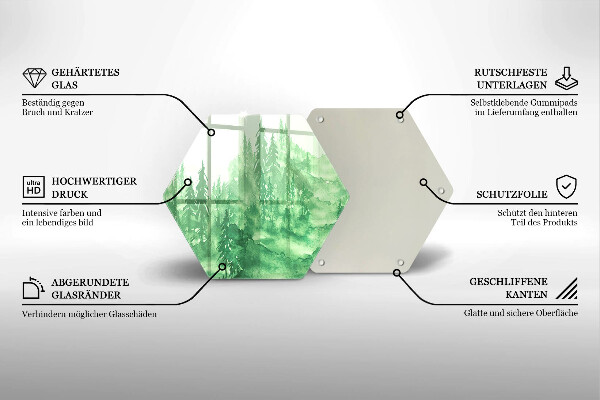 Kuchynská doska veľká zo skla Maľovaný les