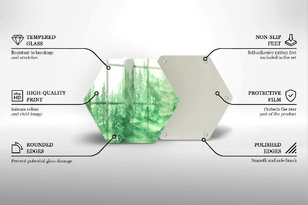 Kuchynská doska veľká zo skla Maľovaný les