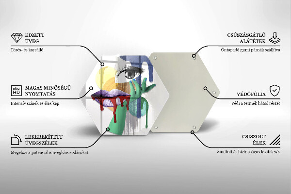 Kuchynská doska veľká zo skla Umelecká abstraktná koláž