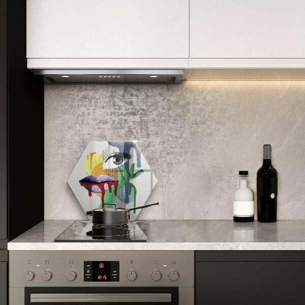 Kuchynská doska veľká zo skla Umelecká abstraktná koláž