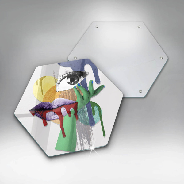 Kuchynská doska veľká zo skla Umelecká abstraktná koláž