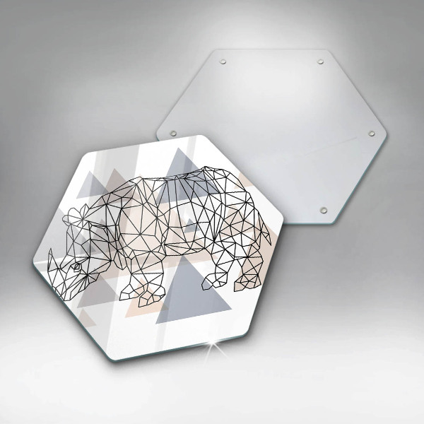 Kuchynská doska veľká zo skla Line art nosorožca