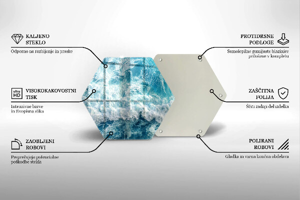 Kuchynská doska veľká zo skla Vlny morskej vody