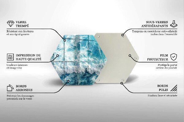 Kuchynská doska veľká zo skla Vlny morskej vody