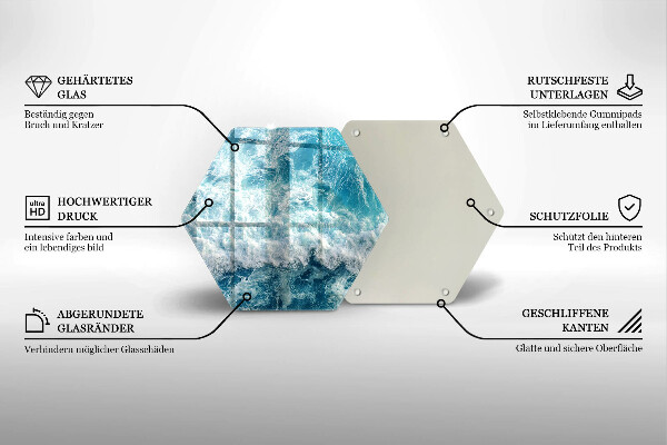 Kuchynská doska veľká zo skla Vlny morskej vody