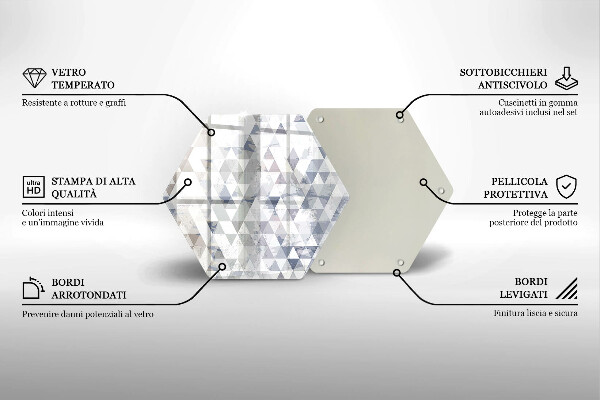 Kuchynská doska veľká zo skla Vzor trojuholníkov