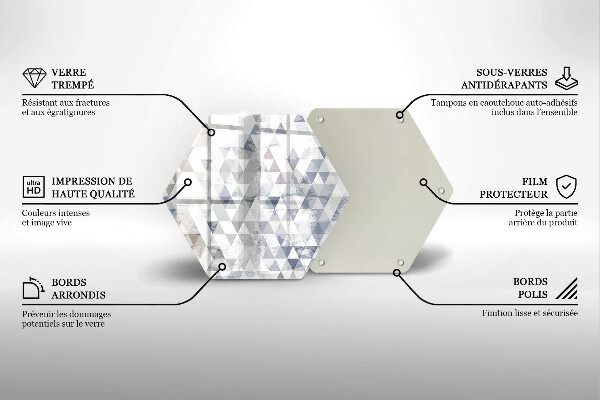 Kuchynská doska veľká zo skla Vzor trojuholníkov