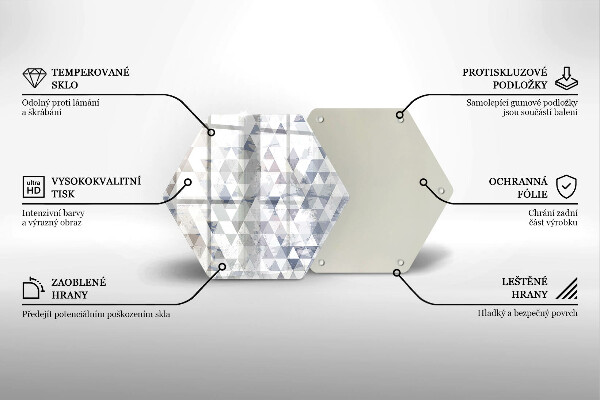Kuchynská doska veľká zo skla Vzor trojuholníkov