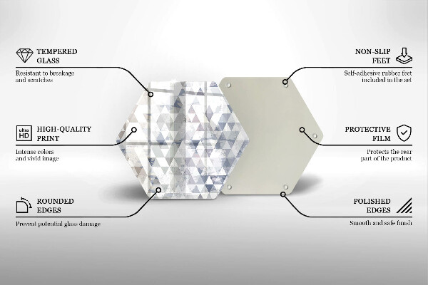 Kuchynská doska veľká zo skla Vzor trojuholníkov
