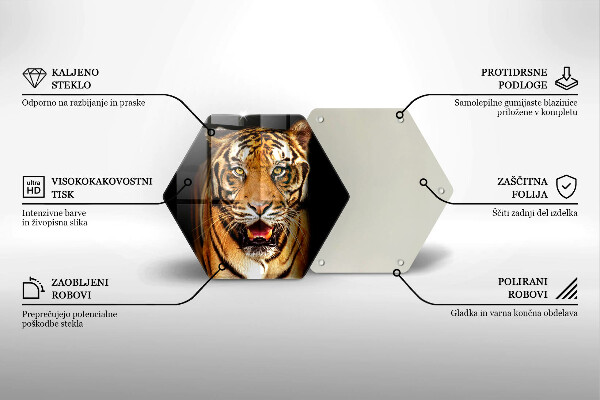 Kuchynská doska veľká zo skla Divoké zviera tiger