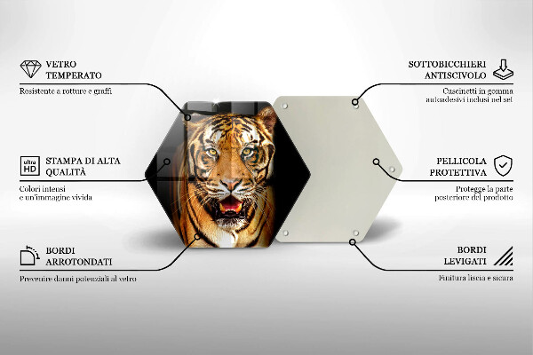 Kuchynská doska veľká zo skla Divoké zviera tiger