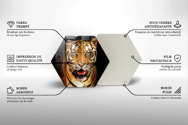 Kuchynská doska veľká zo skla Divoké zviera tiger