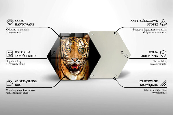 Kuchynská doska veľká zo skla Divoké zviera tiger