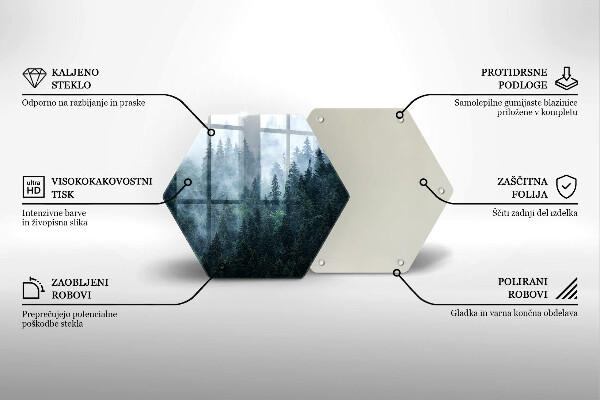 Kuchynská doska zo skla Lesné stromy a hmla