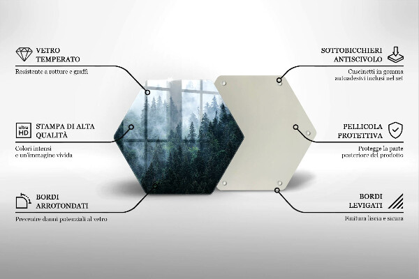 Kuchynská doska zo skla Lesné stromy a hmla