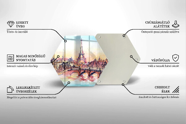 Kuchynská doska veľká zo skla Krajina Parížskej Eiffelovej veže