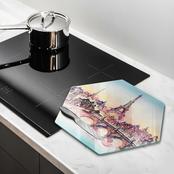 Kuchynská doska veľká zo skla Krajina Parížskej Eiffelovej veže