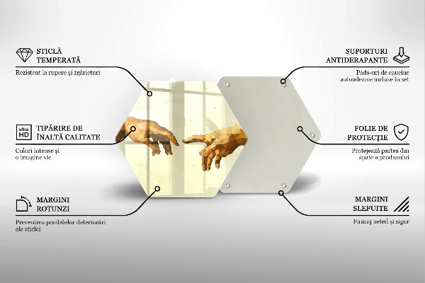 Kuchynská doska veľká zo skla Stvorenie Adamových rúk