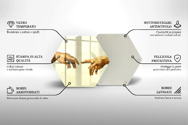 Kuchynská doska veľká zo skla Stvorenie Adamových rúk