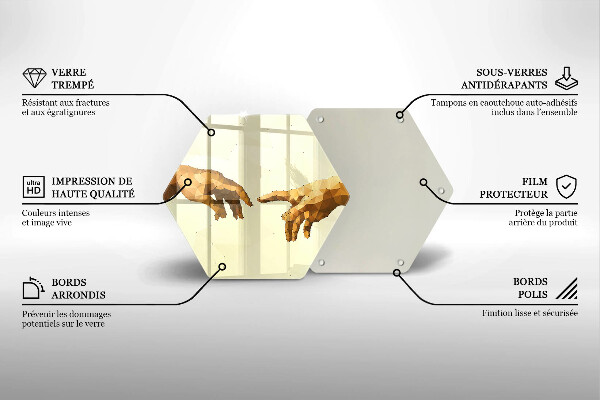 Kuchynská doska veľká zo skla Stvorenie Adamových rúk