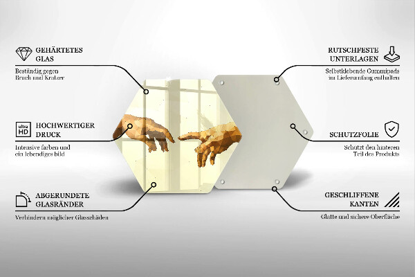 Kuchynská doska veľká zo skla Stvorenie Adamových rúk