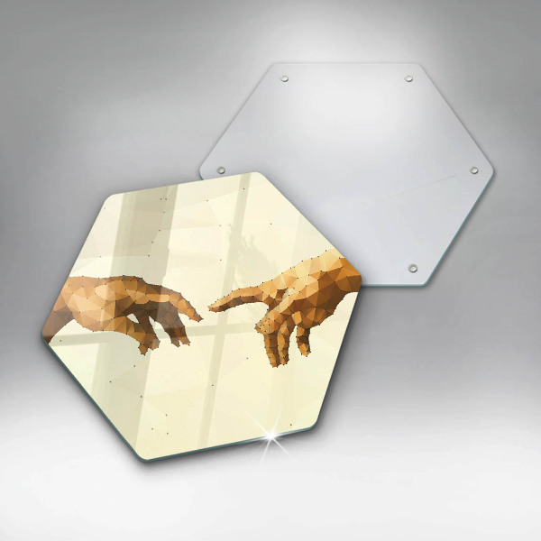 Kuchynská doska veľká zo skla Stvorenie Adamových rúk