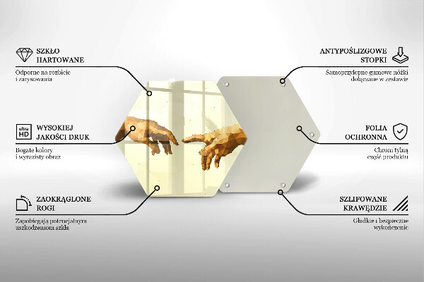 Kuchynská doska veľká zo skla Stvorenie Adamových rúk