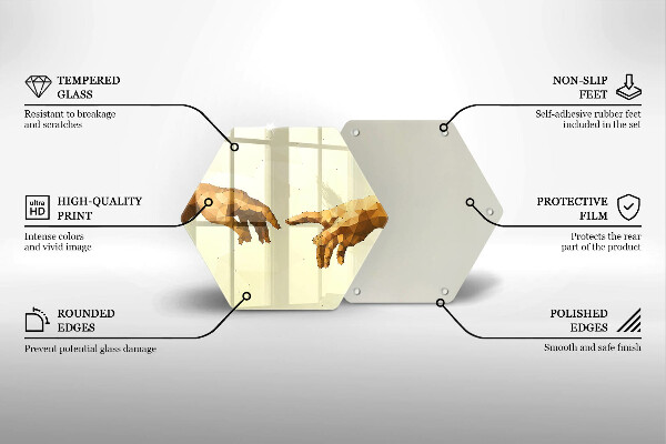Kuchynská doska veľká zo skla Stvorenie Adamových rúk