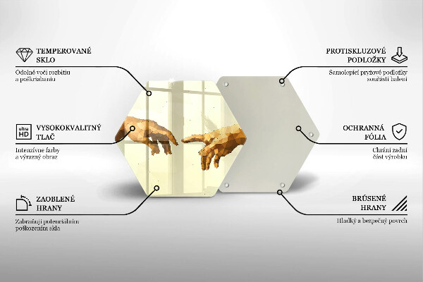 Kuchynská doska veľká zo skla Stvorenie Adamových rúk