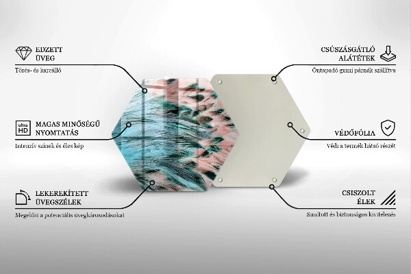 Kuchynská doska veľká zo skla Boho vtáčie perie