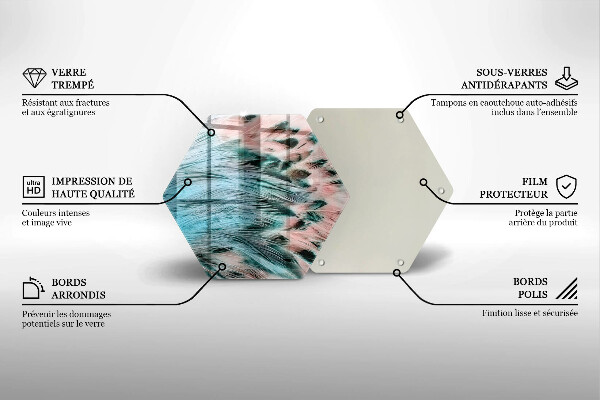 Kuchynská doska veľká zo skla Boho vtáčie perie