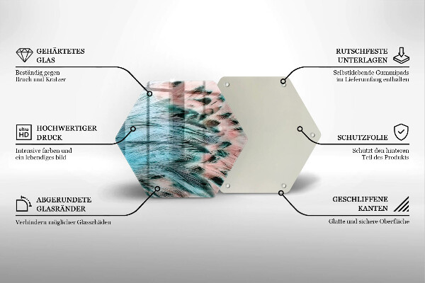 Kuchynská doska veľká zo skla Boho vtáčie perie