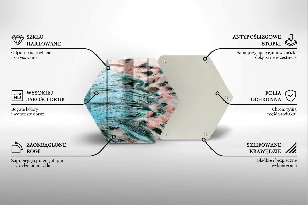 Kuchynská doska veľká zo skla Boho vtáčie perie