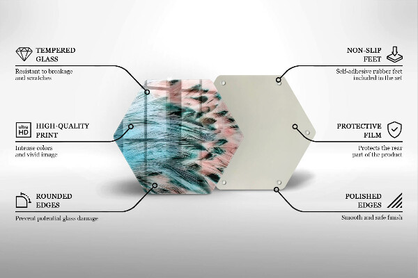 Kuchynská doska veľká zo skla Boho vtáčie perie