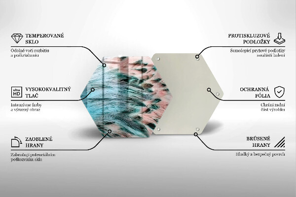 Kuchynská doska veľká zo skla Boho vtáčie perie