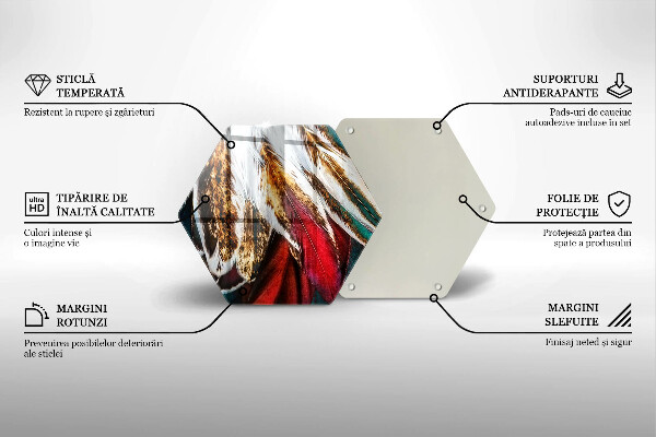 Kuchynská doska veľká zo skla Boho vtáčie perie